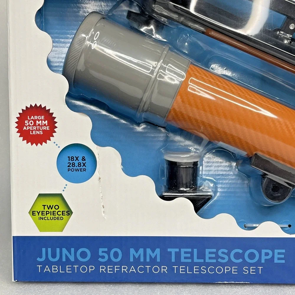 Discovery Juno 50‎ MM Telescope Tabletop Refractor Telescope Set 18X & 28.8X NEW